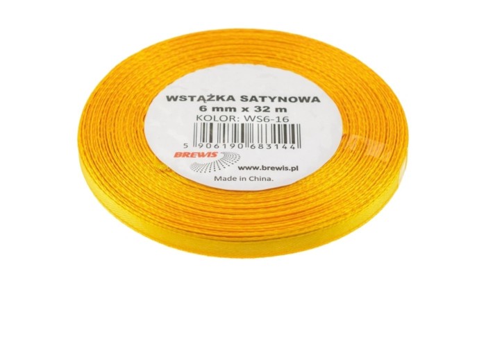Wstążka satynowa Brewis 6 mm 32 m żółty słonecznikowy | biuroweokazje.pl | Działaj śmiało!