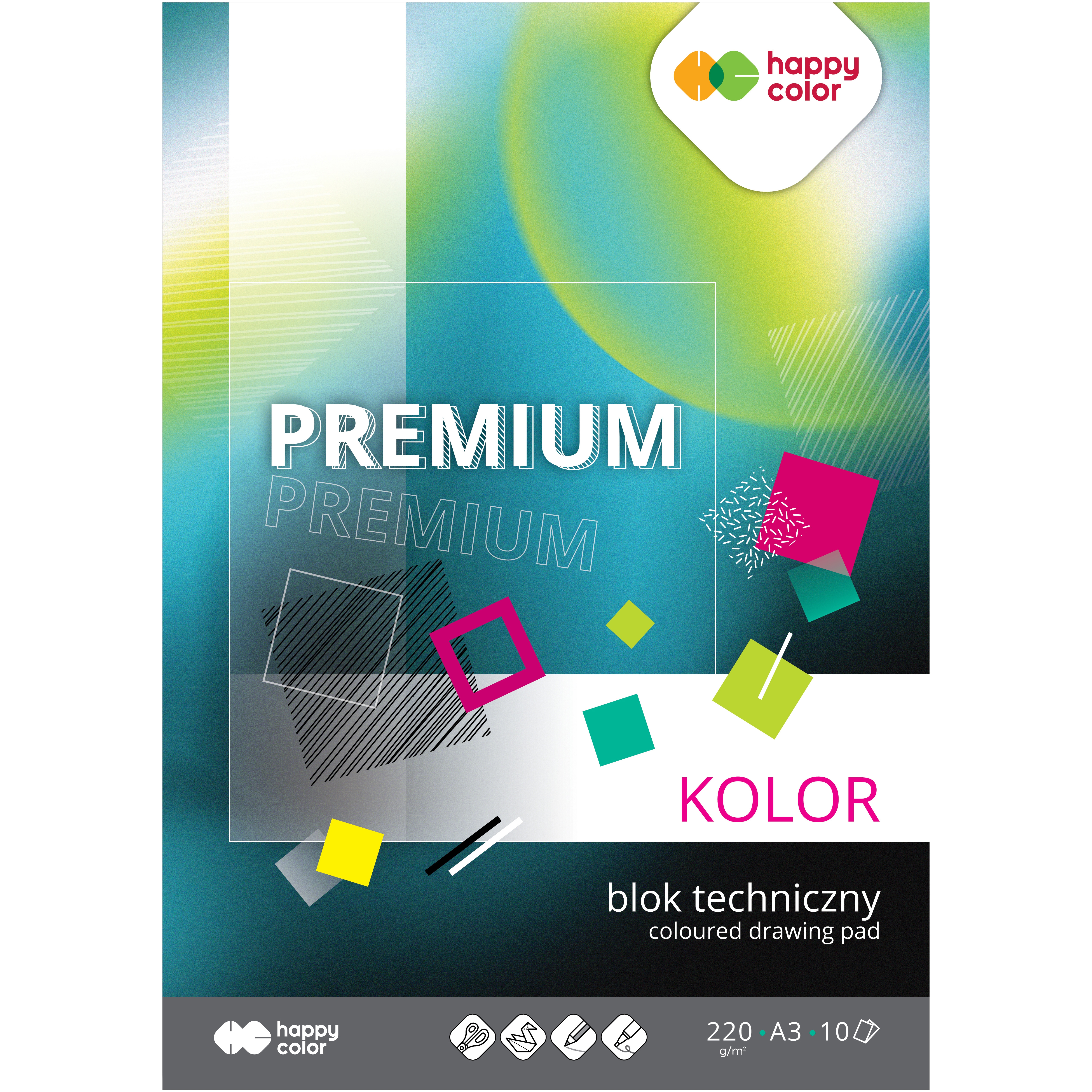 Blok techniczny premium kolorowy A3, 220g, 10 ar | biuroweokazje.pl | Postaw na jakość