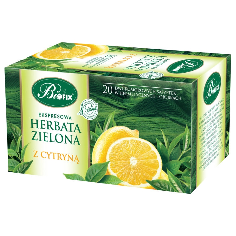 Herbata bifix zestaw 20 sztuk zielona z cytryną | biuroweokazje.pl | Zamów rozsądnie!