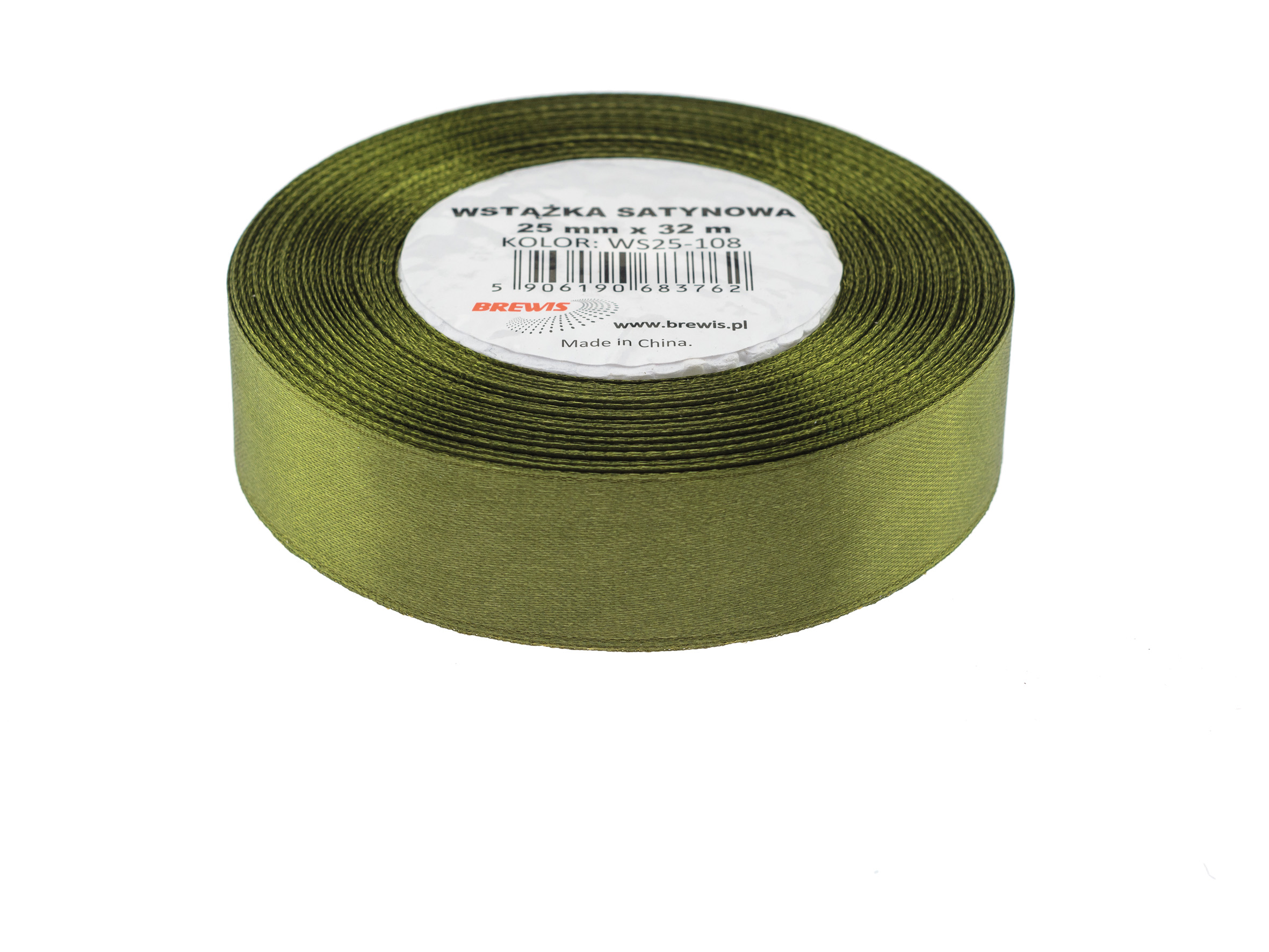 Wstążka Brewis satynowa 25 mm 32 m oliwka | biuroweokazje.pl | Zamów bezpiecznie!