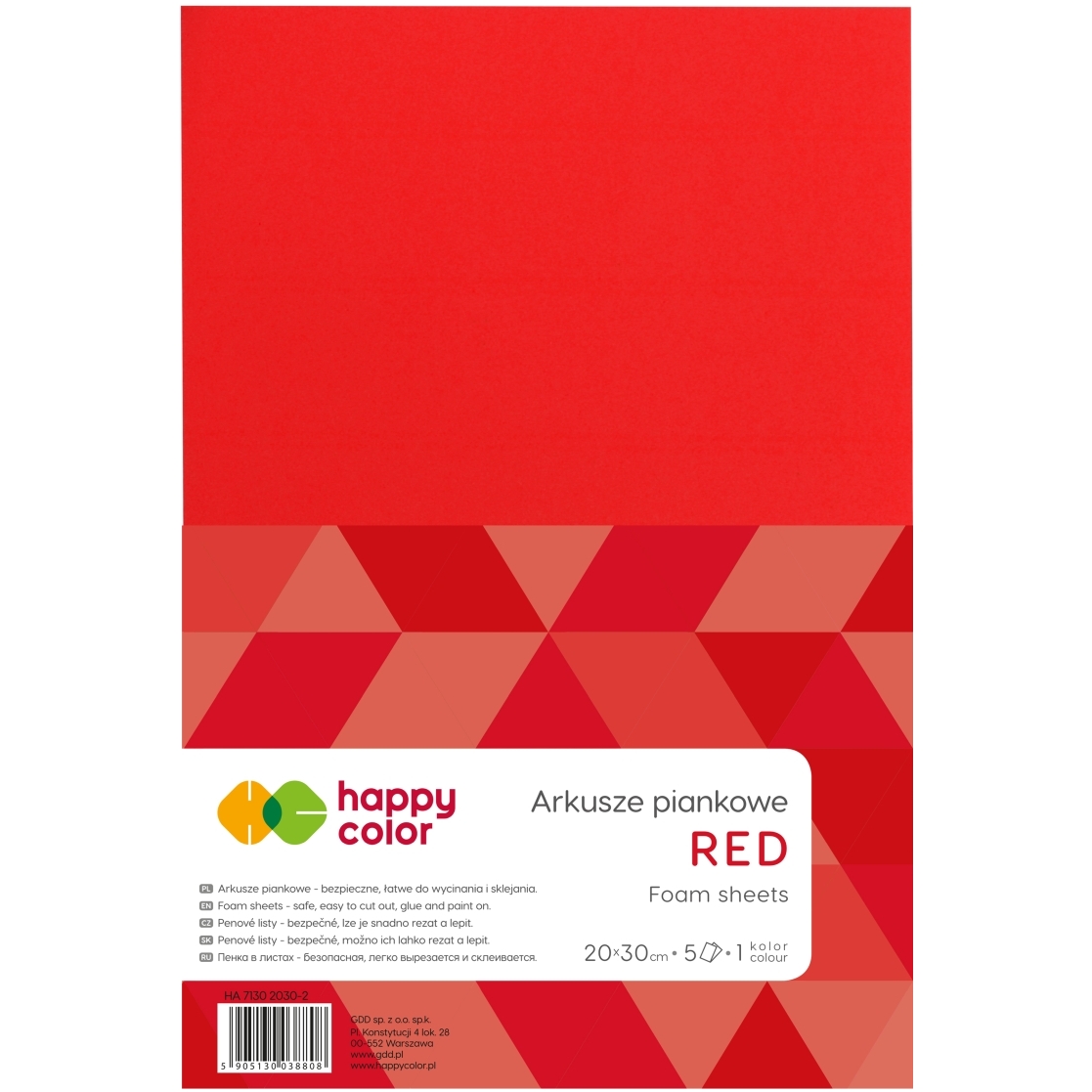 Arkusze piankowe A4, 5 ark, czerwony, happy colo | biuroweokazje.pl | Skorzystaj z okazji