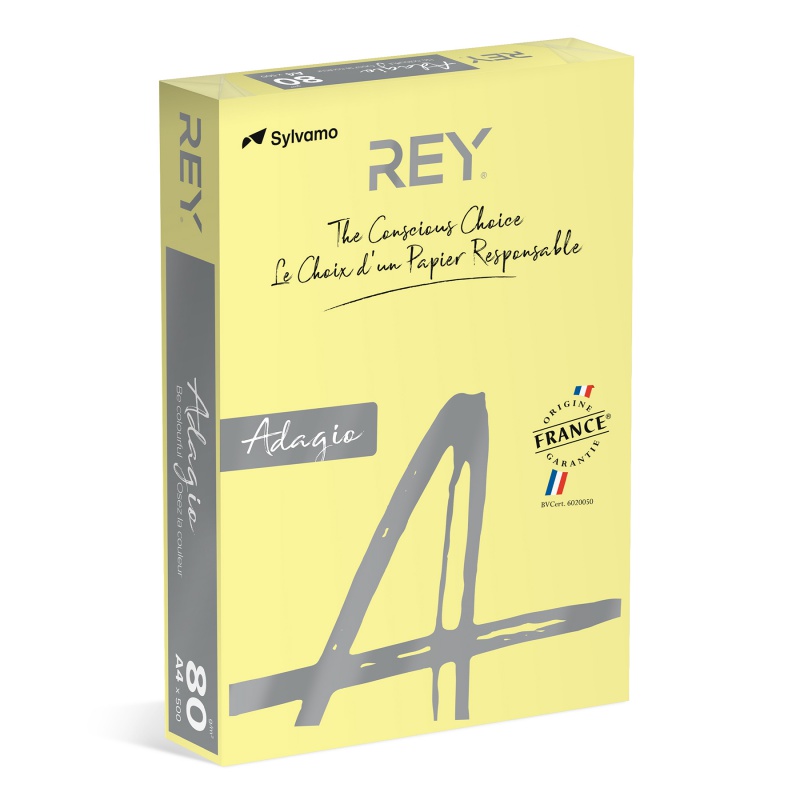 Papier ksero rey adagio, A4, 80gsm, 49 żółty kanarkowy pastel *ryad A080 x 423 r200, 500 | biuroweokazje.pl | Weź okazję!