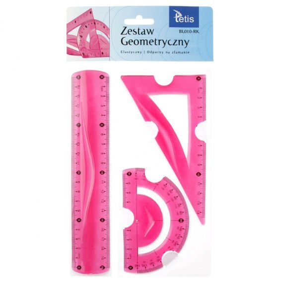 Zestaw geometryczny giętki-niełamliwy różowy | biuroweokazje.pl | Kliknij i kup!