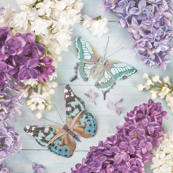Serwetki Papierowe Lilac Collage with Butterflies 33 x 33 cm Daisy Lunch napkins | biuroweokazje.pl | Wybierz najlepsze!