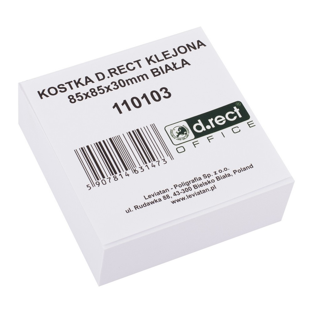 Kostka D Rect klejona 85 x 85 x 30 mm biała | biuroweokazje.pl | Kup pewnie!