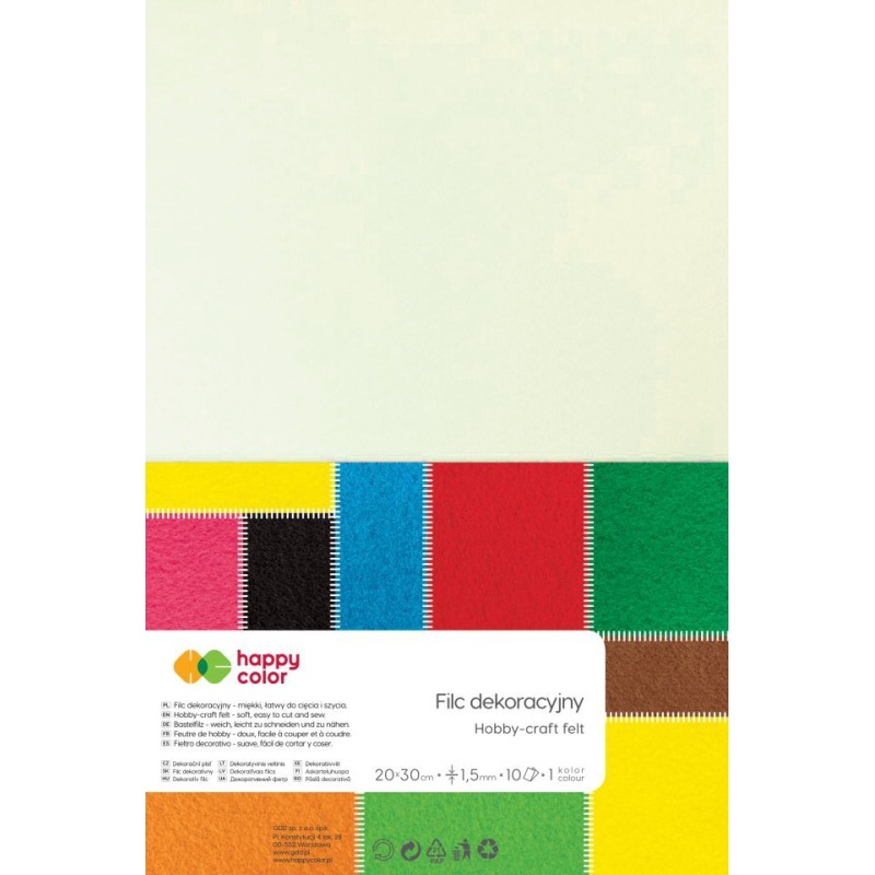 Filc dekoracyjny 20x30 cm 1,5 mm zestaw 10 arkuszy mleczny biały | biuroweokazje.pl | Sprawdź ofertę!