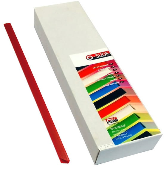 Grzbiety wsuwane 6 mm zestaw 50 sztuk czerwone Opus | biuroweokazje.pl | Zamów online!