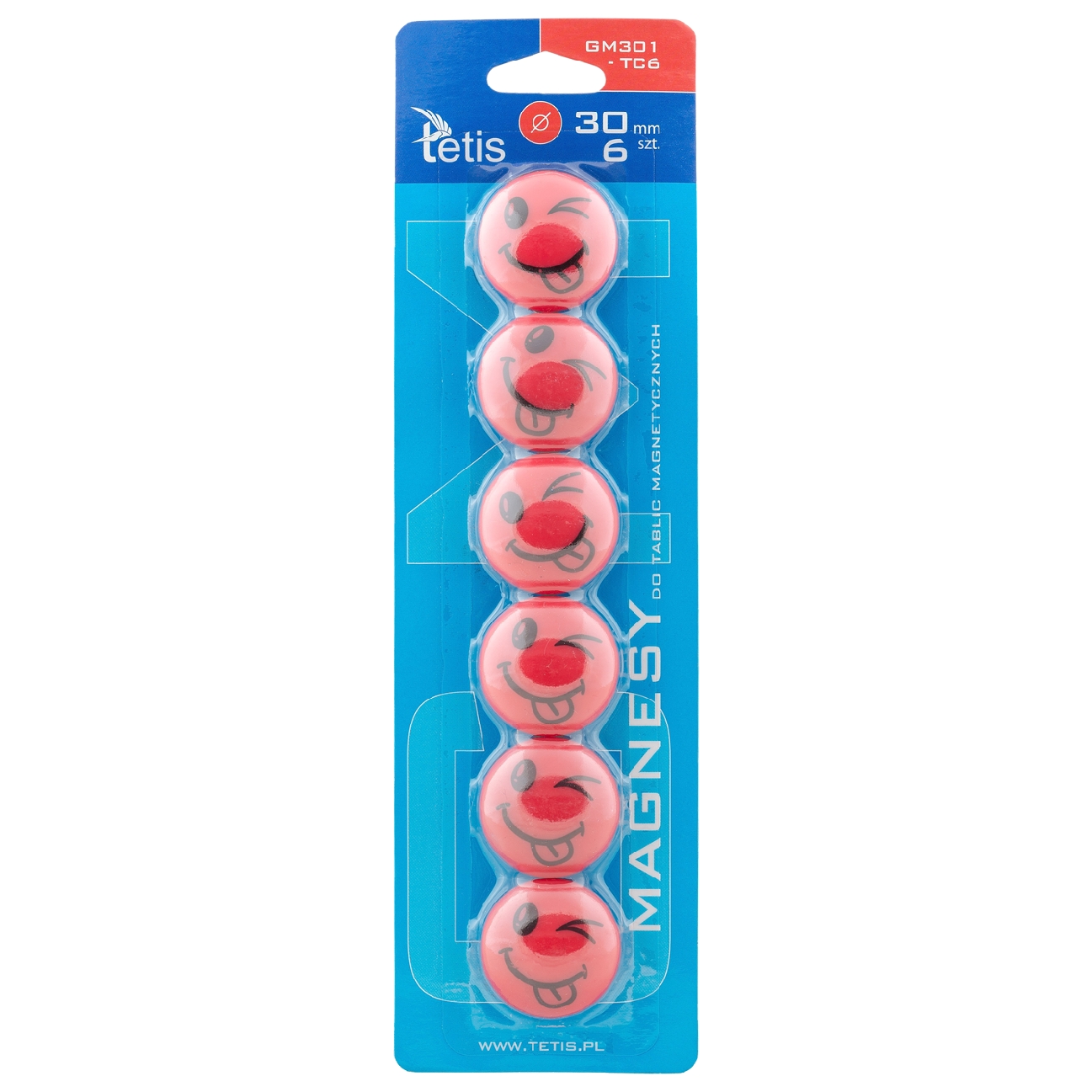 Magnesy Tetis z językiem czerwone 30 mm zestaw 6 sztuk | biuroweokazje.pl | Zamów błyskawicznie!