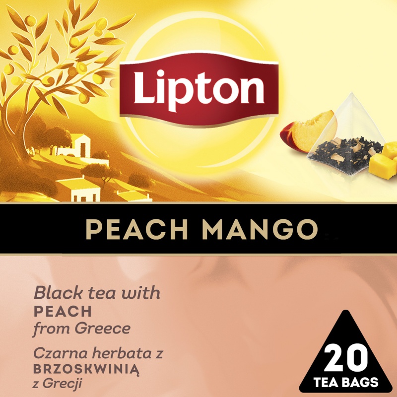 Herbata czarna Lipton Discovery Collection piramidki z brzoskwinią i mango 20 torebek | biuroweokazje.pl | Kup wyjątkowo!
