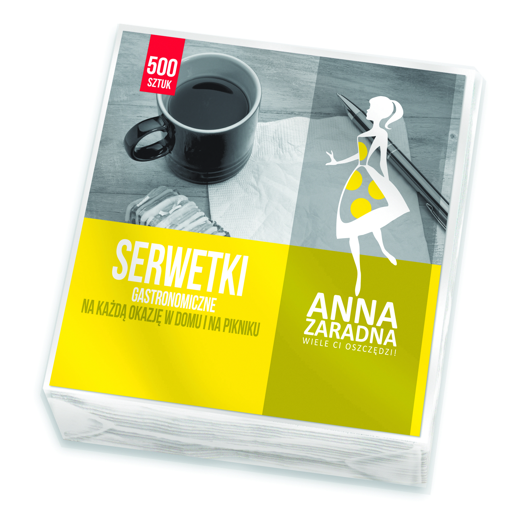 Serwetki Anna Zaradna gastronomiczne 15 x 15 cm zestaw 500 sztuk białe | biuroweokazje.pl | Kup już teraz!