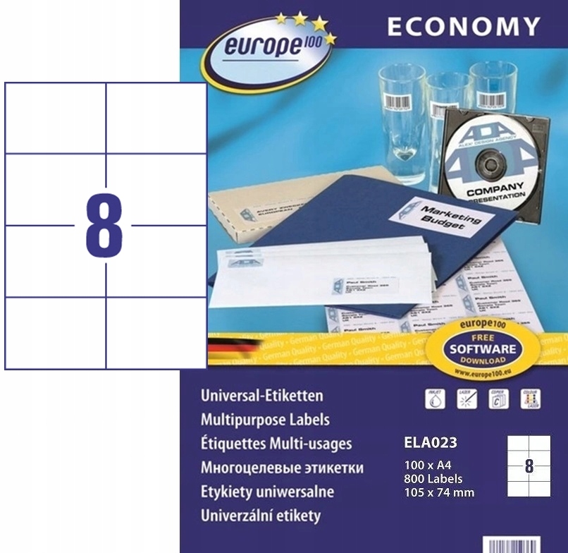 Etykiety A4 105x74 mm mm uniwersalne economy europe100 by Avery Zweckform; A4, 100 ark. | biuroweokazje.pl | Zamów bezpiecznie!