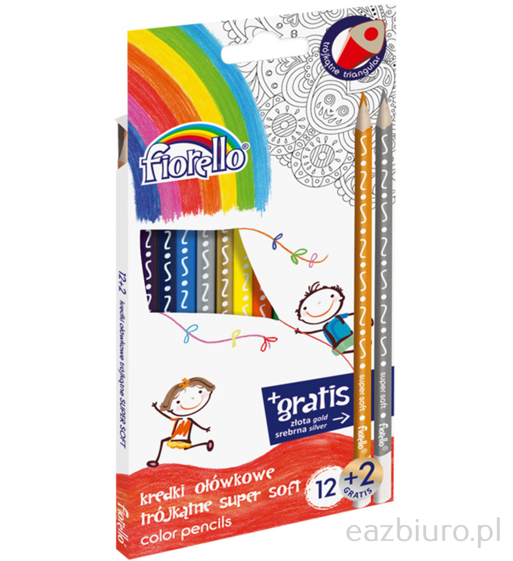 Kredki Fiorello super soft 12 kolorów + 2 gratisy | biuroweokazje.pl | Kup wyjątkowo!