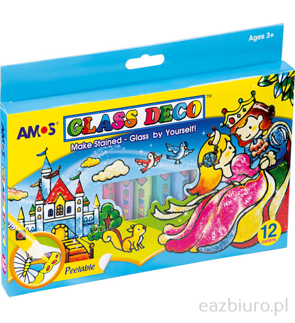 Farbki Amos witraż 12 kolorów mini | biuroweokazje.pl | Weź najlepsze!