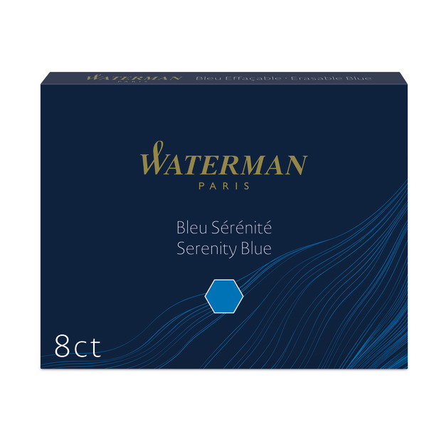 Naboje długie do pióra Waterman niebieskie Serenity Blue zestaw 8 sztuk. | biuroweokazje.pl | Wybierz najlepsze!