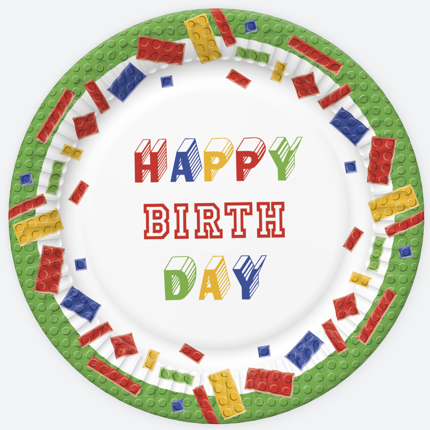 Talerzyki papierowe Building Blocks Birthday zestaw 8 sztuk. O 22,7 270 [g m2] | biuroweokazje.pl | Kup w promocji!