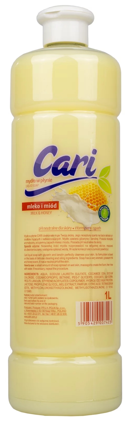 Mydło w płynie zapas cari mleko i miód 1 l | biuroweokazje.pl | Zamów natychmiast!