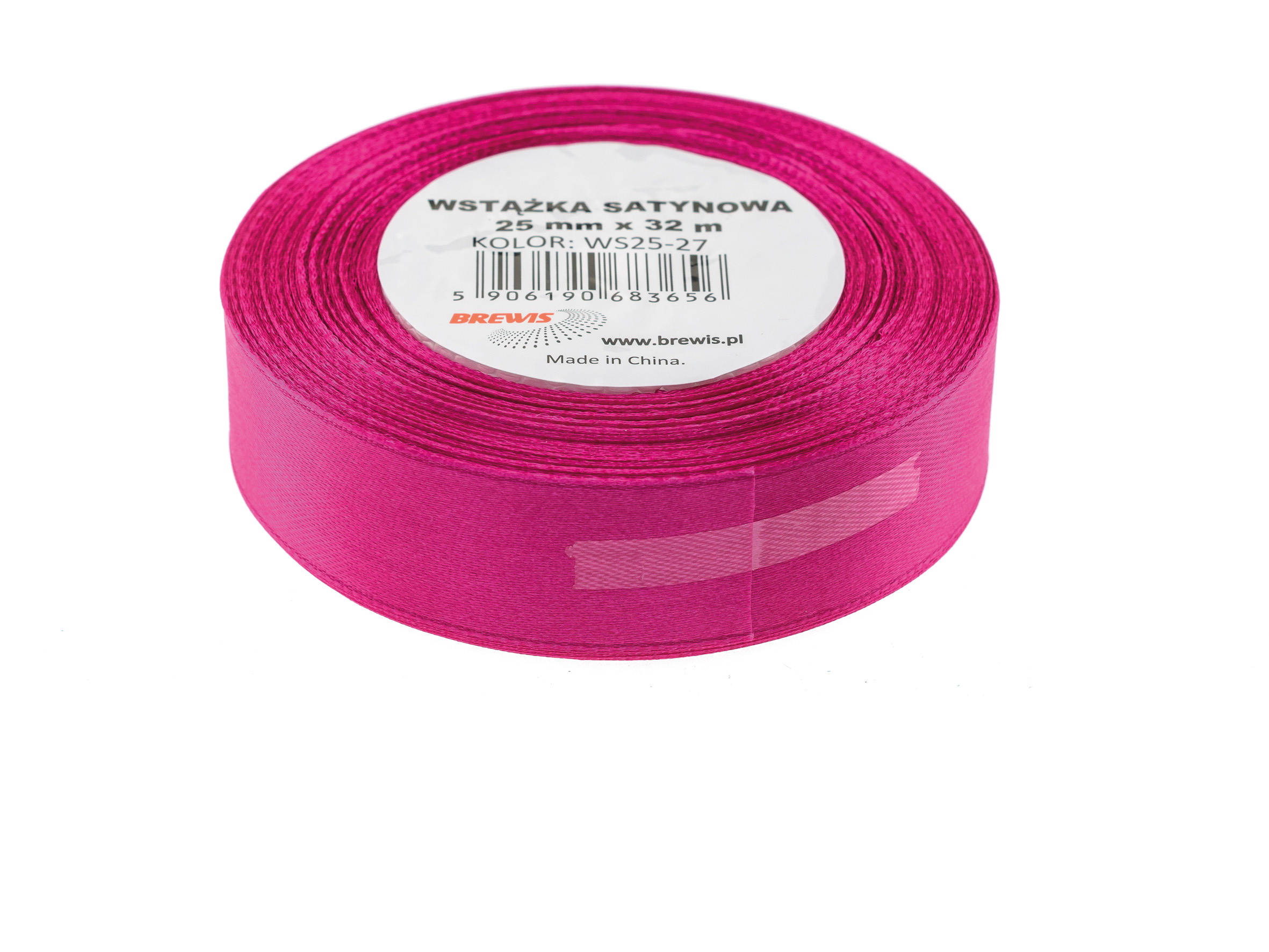 Wstążka Brewis satynowa 25 mm 32 m fuksja | biuroweokazje.pl | Zamów rozsądnie!