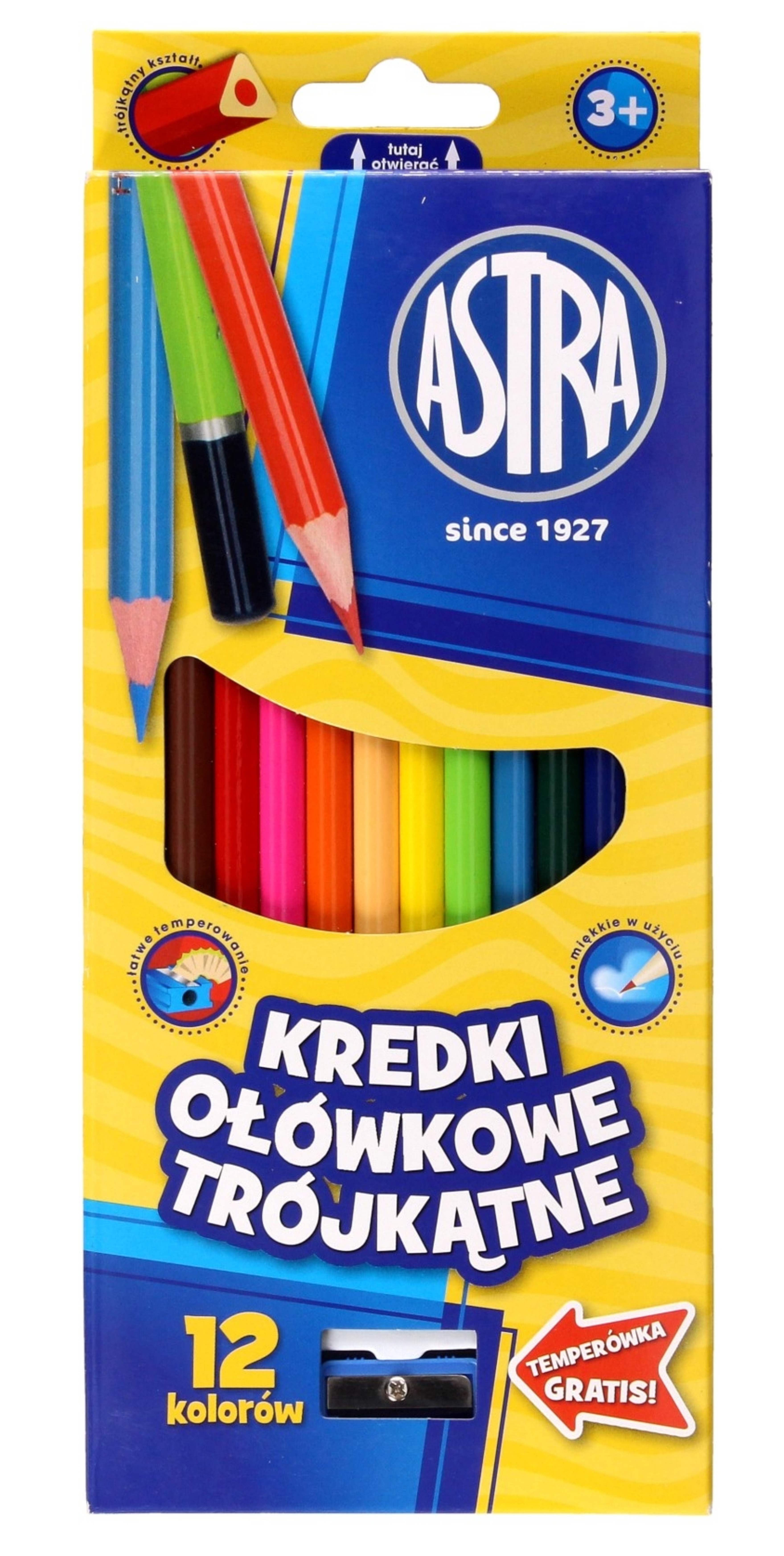 Kredki 12 kolorów Astra ołówkowe | biuroweokazje.pl | Kup od razu!