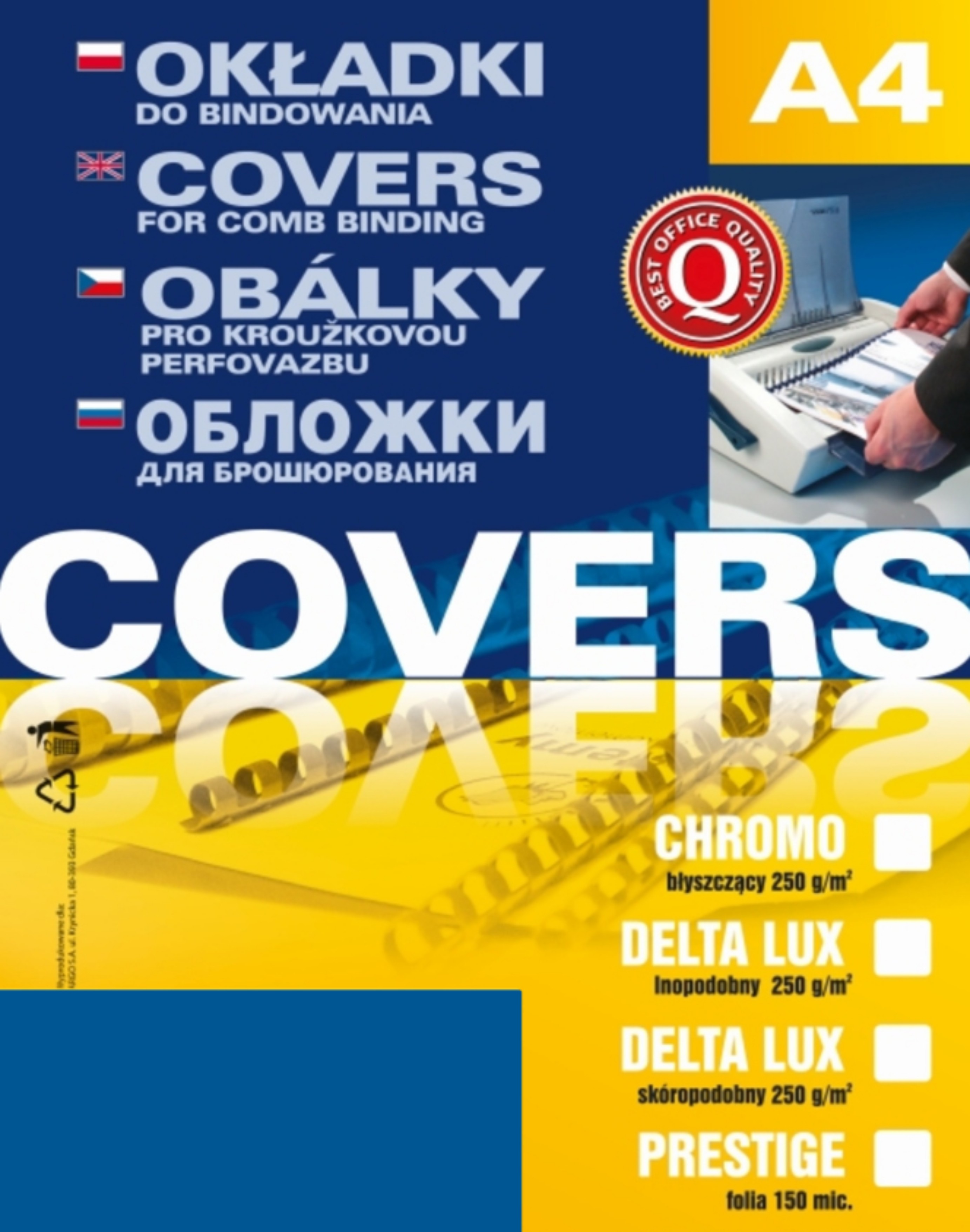 Chromolux A4 niebieski 100 szt. skóropodobne delta | biuroweokazje.pl | Zamów bez kompromisów