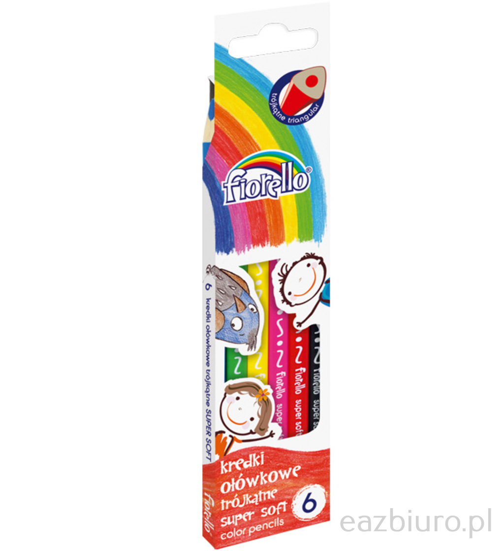 Kredki Fiorello super soft 6 kolorów ostrzone trójkątna | biuroweokazje.pl | Skorzystaj z rabatu!