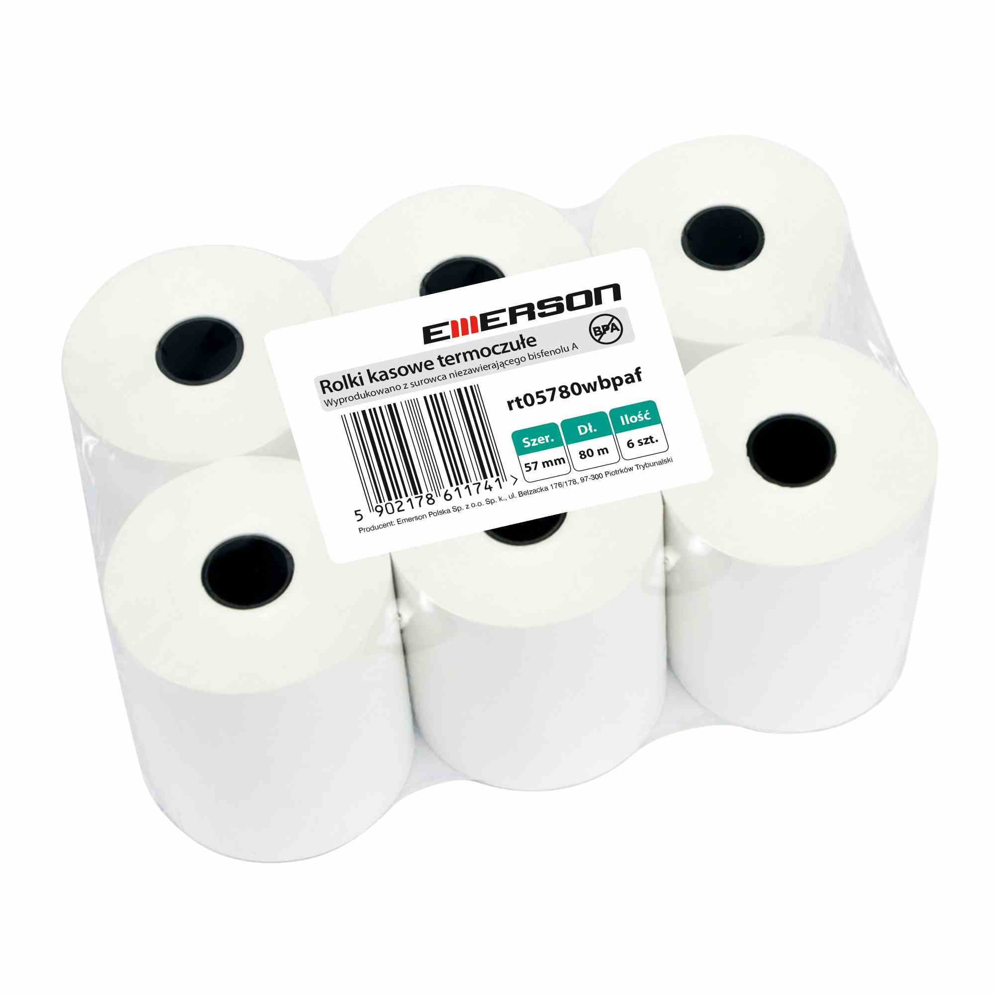 Rolka 57 x 80 m termiczna zestaw 6 sztuk. Emerson | biuroweokazje.pl | Kup taniej!