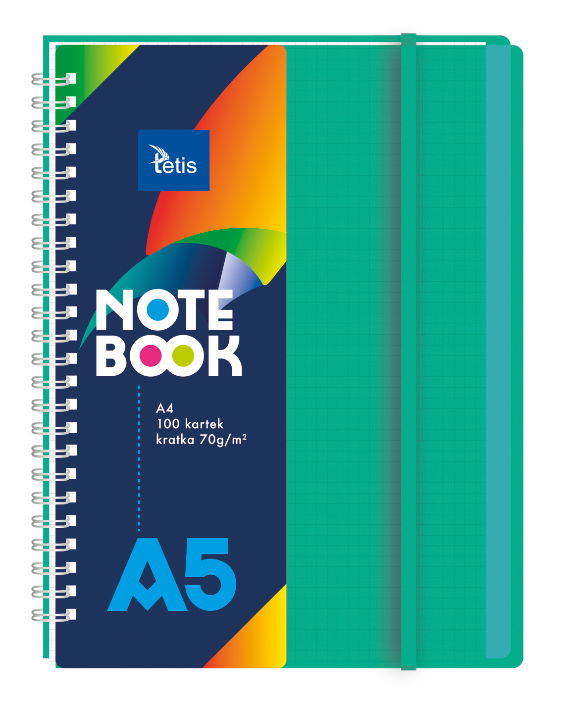 Zielony kołonotatnik pp z przekładkami A5 Tetis, 100 kartek w kratkę | biuroweokazje.pl | Zamów taniej!