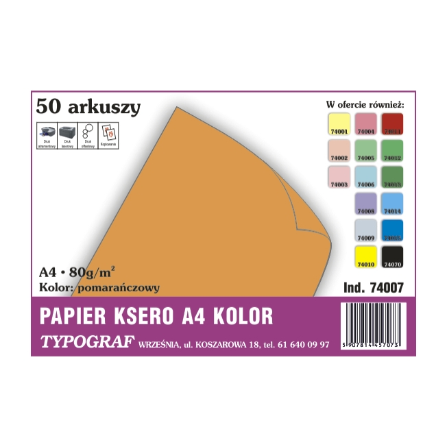 Papier ksero A4 pomarańczowy 80 g/50ark | biuroweokazje.pl | Kup teraz!