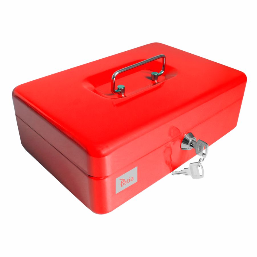 Kasetka metalowa Tetis GV010 czerwona | biuroweokazje.pl | Kup w promocji!