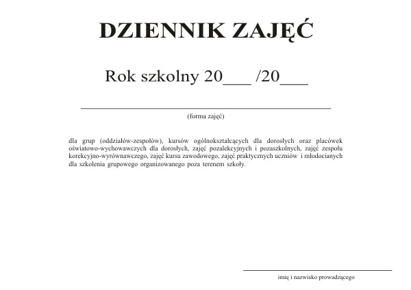 Dziennik zajęć pozalekcyjnych i/6 | biuroweokazje.pl | Kup w promocji!