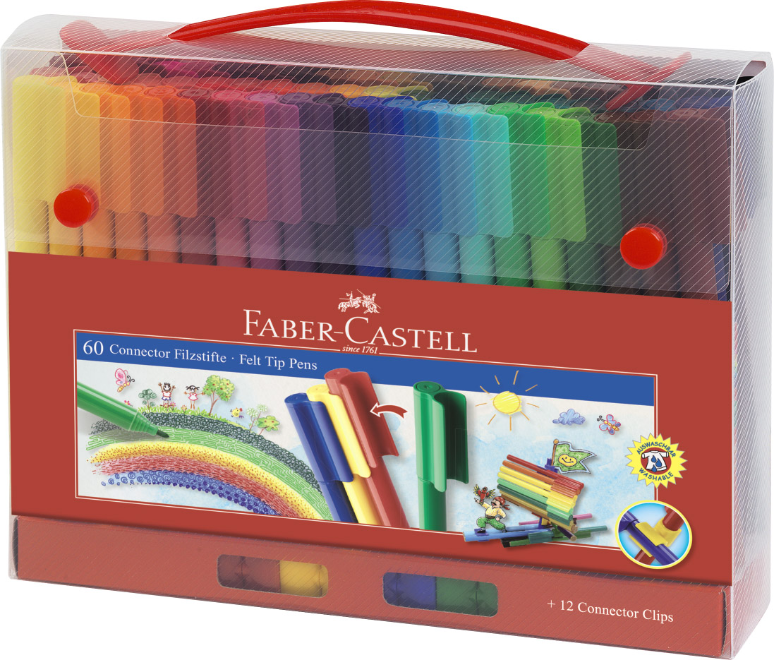 Flamastry connector zestaw 60 sztuk w walizce Faber-Castell | biuroweokazje.pl | Działaj teraz!