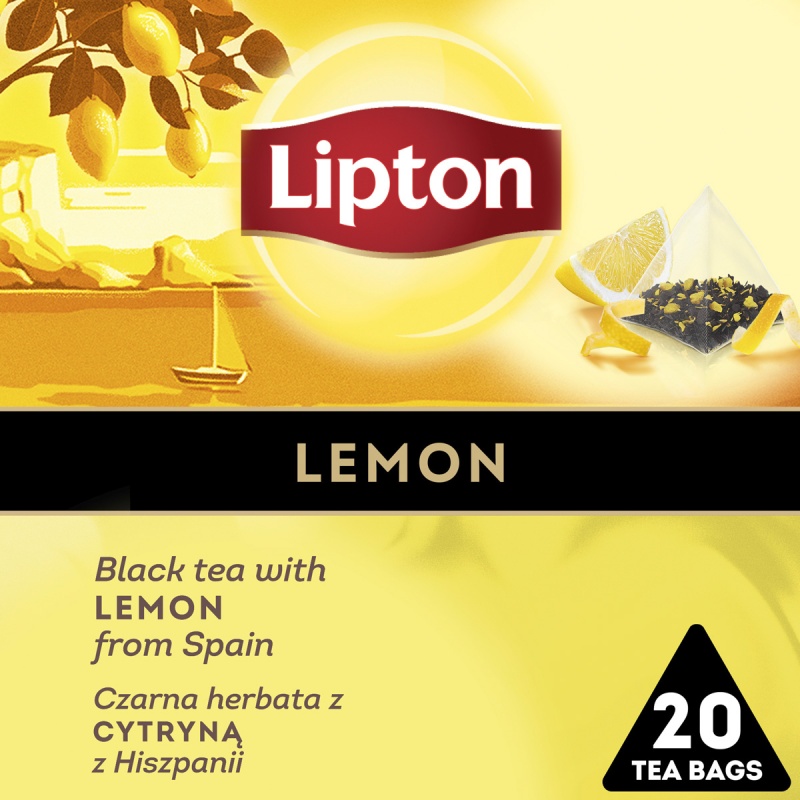Herbata czarna Lipton Discovery Collection piramidki z cytryną 20 torebek | biuroweokazje.pl | Zamów szybko!