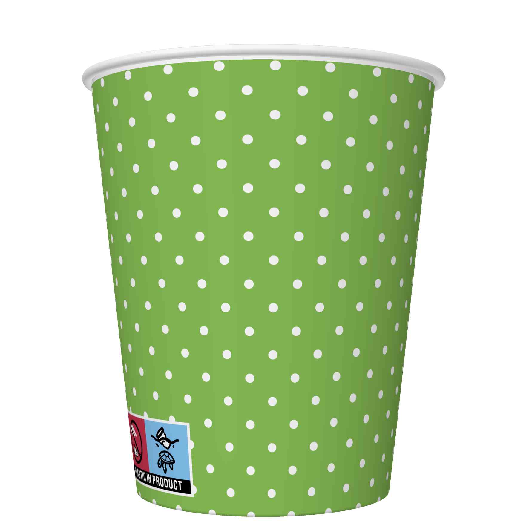 Kubki papierowe SUP White Dots on Green zestaw 8 sztuk. - 250 ml O 8 x 9,1 230 [g/m2] | biuroweokazje.pl | Sprawdź ofertę!