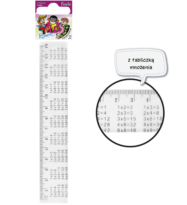 Linijka Plastikowa Fiorello 15 cm z tabliczką mnożenia Tytus Romek i A'Tomek | biuroweokazje.pl | Zamów bez zwłoki!