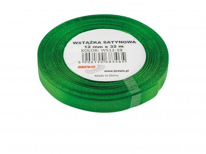 Wstążka satynowa Brewis 12 mm zielony trawiasty | biuroweokazje.pl | Weź okazję!