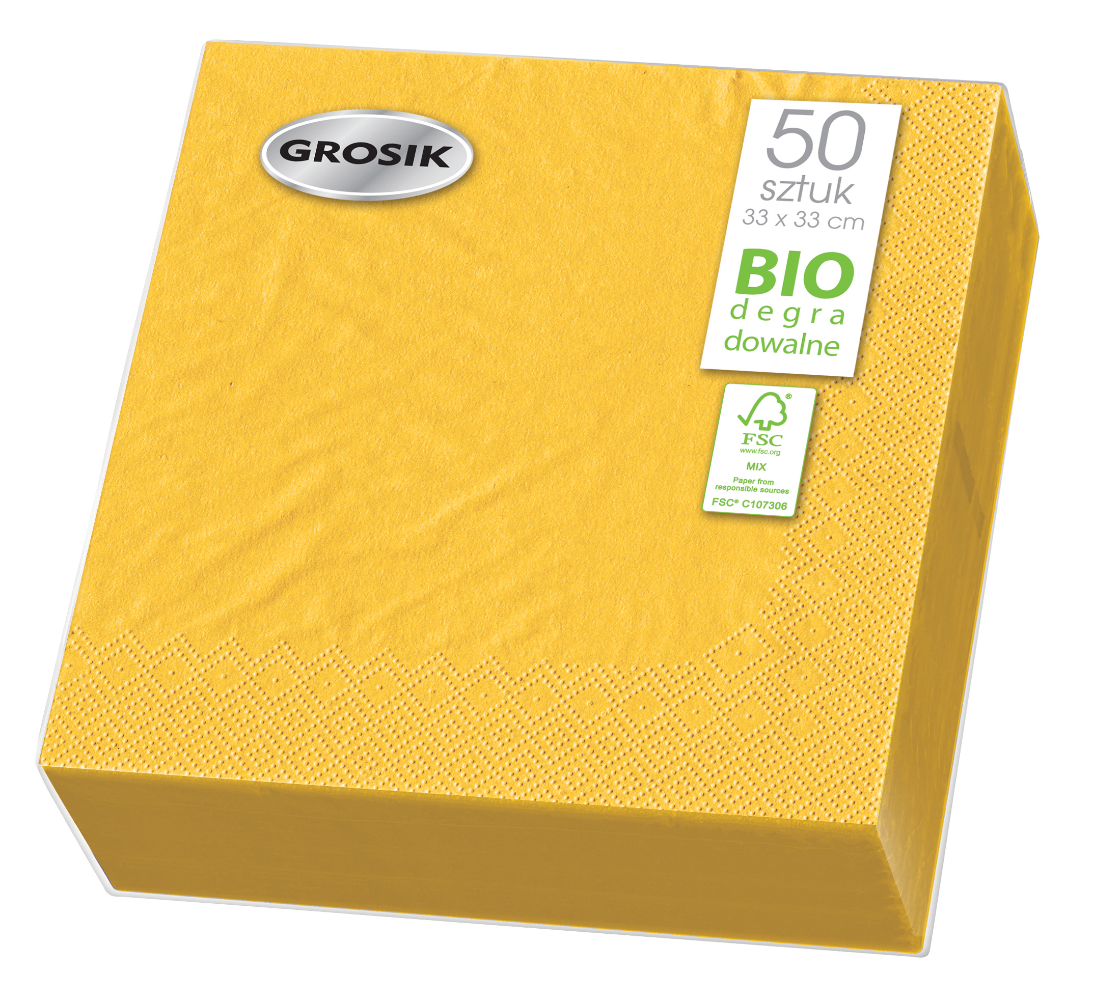 Serwetki na stół Grosik żółte 33 x 33 cm zestaw 50 sztuk. | biuroweokazje.pl | Weź zanim zniknie!