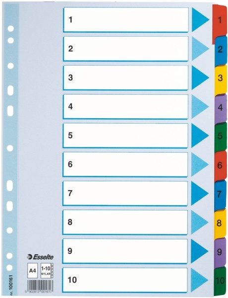 Przekładki Esselte mylar z kartonu, A4 kolor wielobarwny | biuroweokazje.pl | Kup bez wahania!