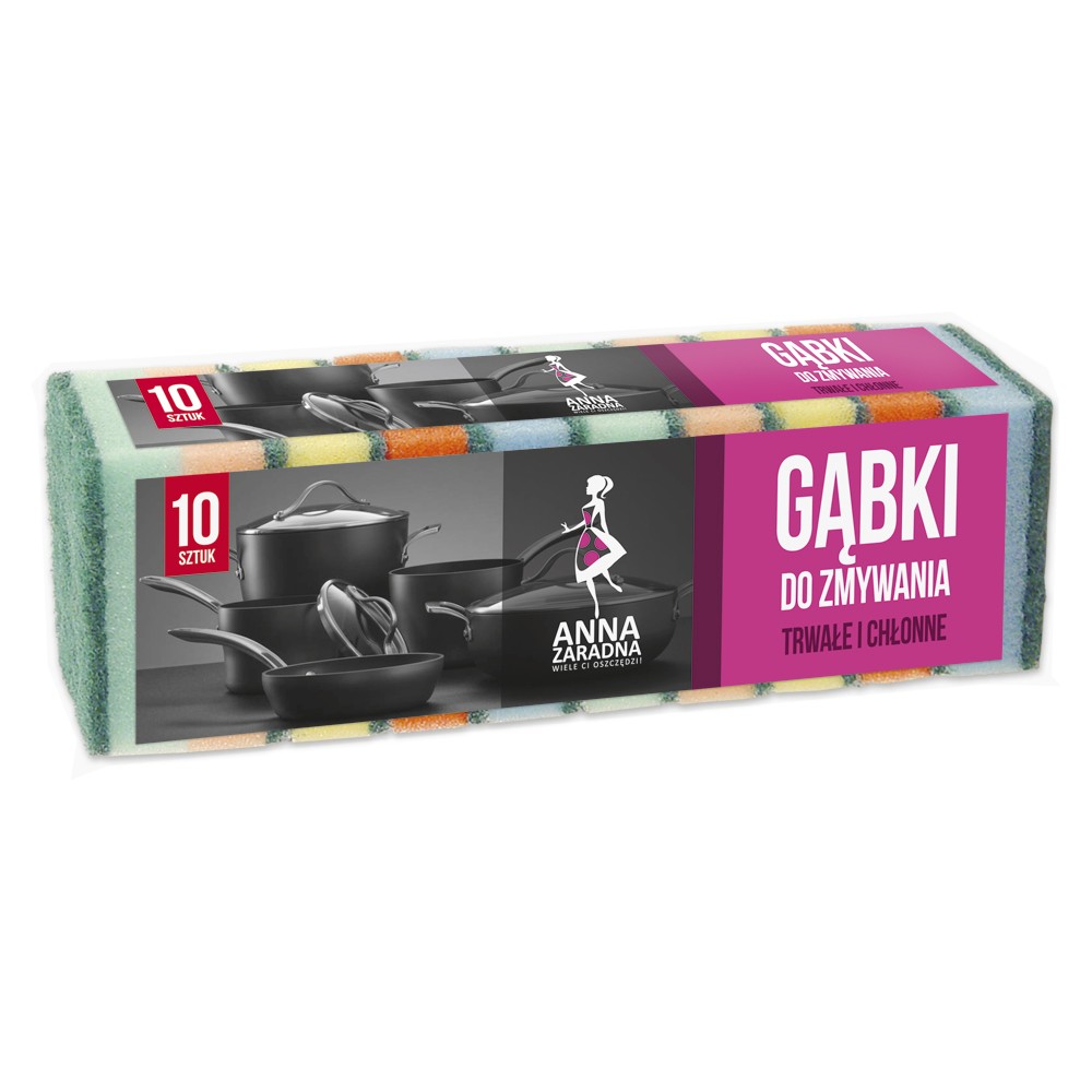Gąbki do zmywania Anna Zaradna zestaw 10 sztuk. | biuroweokazje.pl | Sprawdź ofertę!