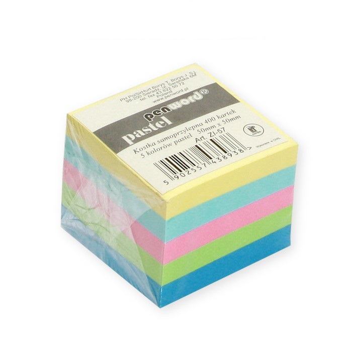 Kostka samoprzylepna 5 kolorów pastelowych 51x51 mm 400 kartek | biuroweokazje.pl | Dodaj do koszyka!