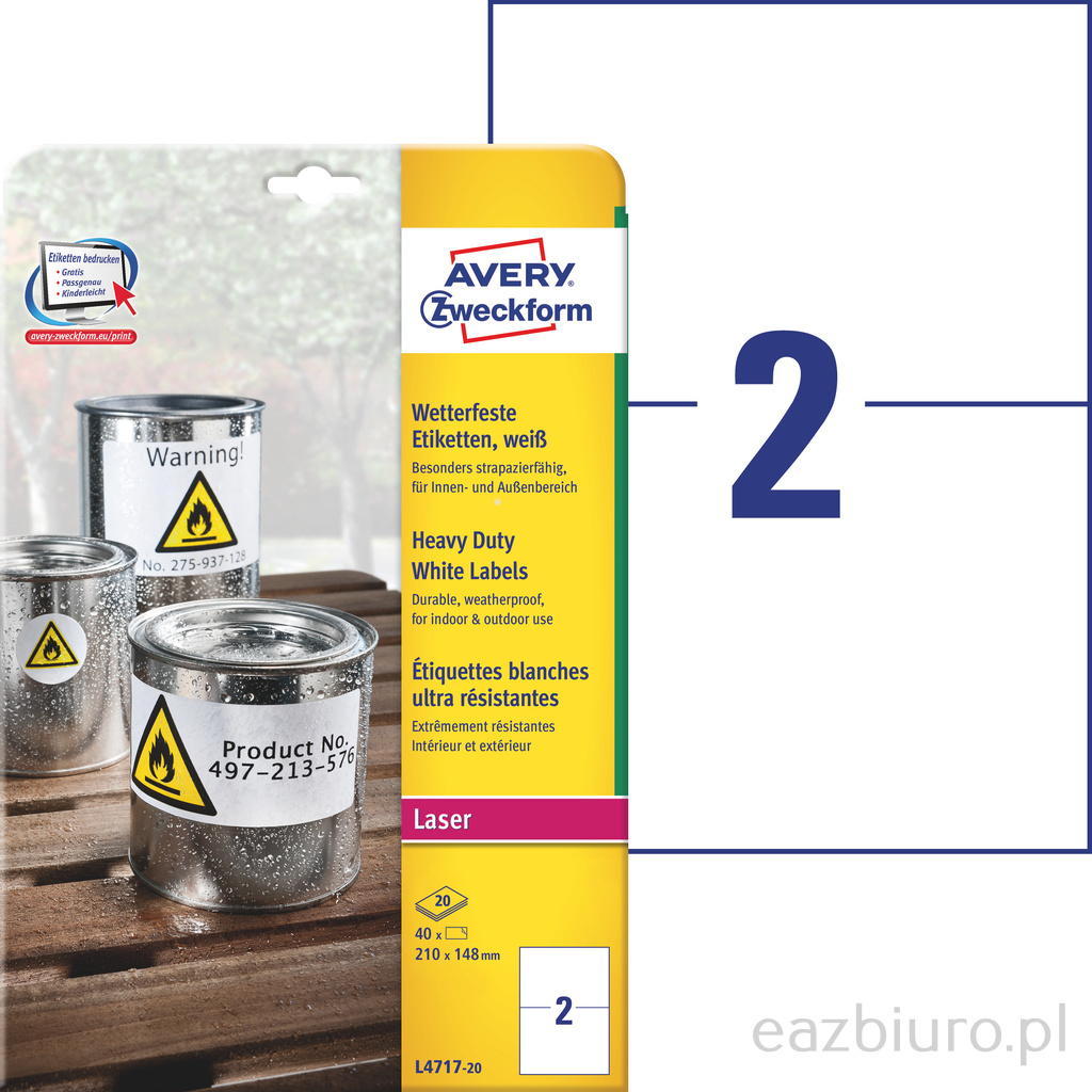 Etykiety poliestrowe wodoodporne zestaw 20 sztuk l4717 | biuroweokazje.pl | Nie przegap!