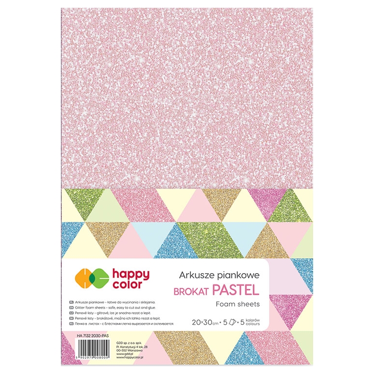 Arkusze piankowe A4, 5 ark,brokat pastel happy | biuroweokazje.pl | Przekonaj się sam
