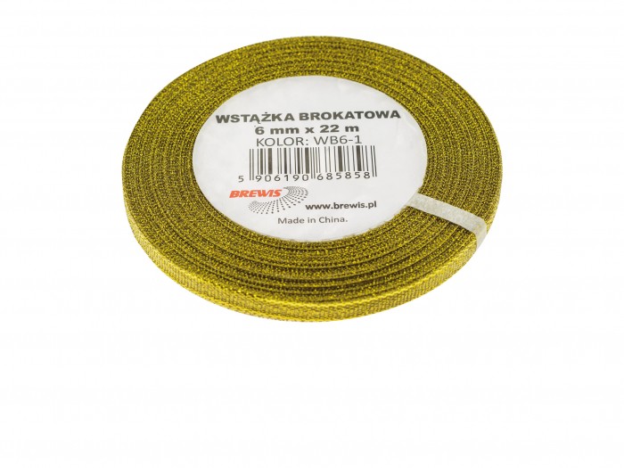 Wstążka brokatowa Brewis 6 mm x 22 m złoty | biuroweokazje.pl | Zamów wygodnie!