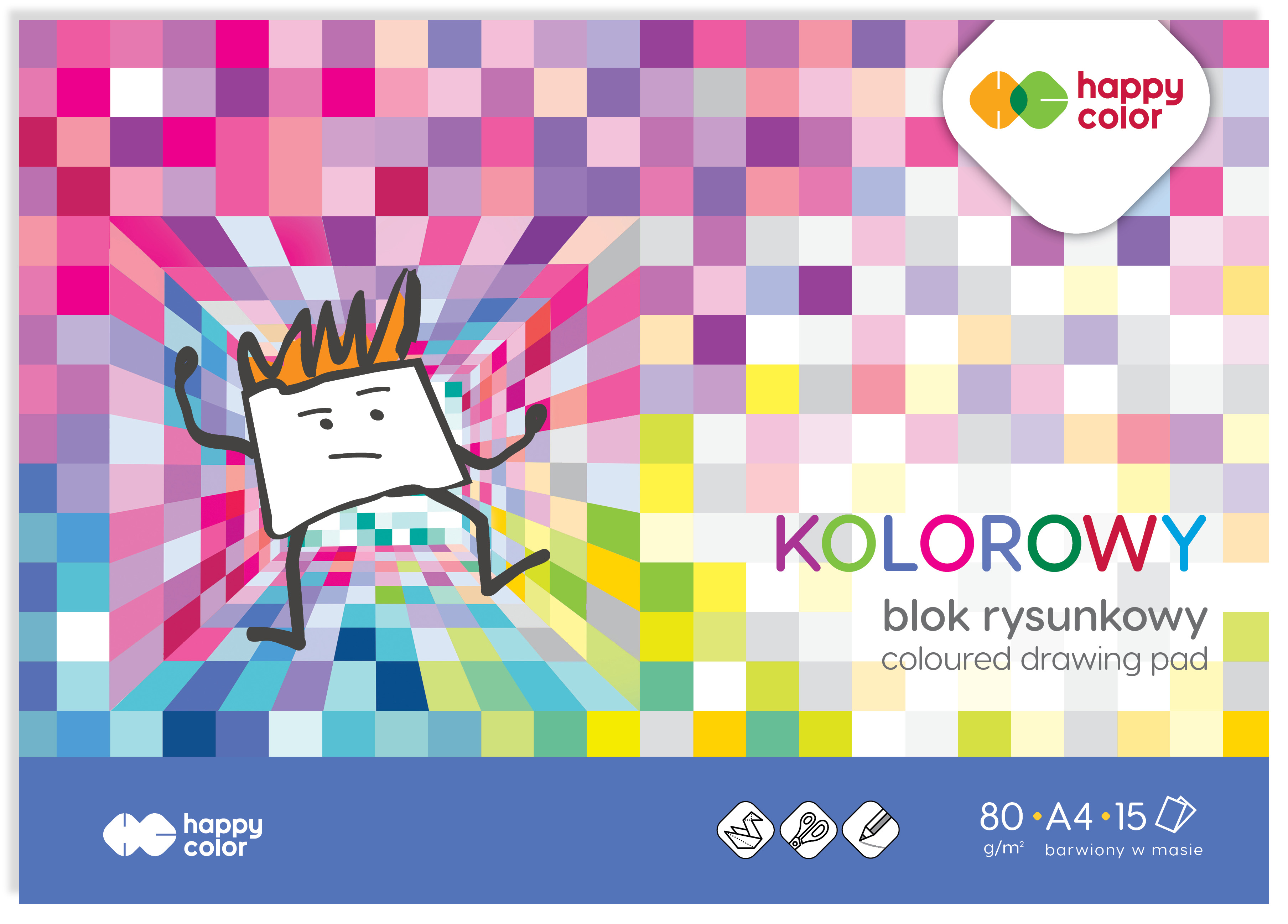 Blok rysunkowy kolorowy A4, 80g, 15 ark, happy c | biuroweokazje.pl | Skorzystaj z naszej oferty