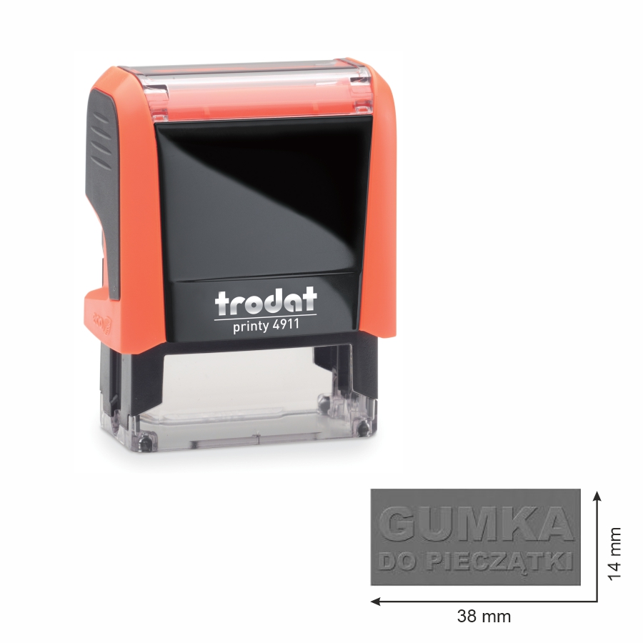 Trodat pieczątka 4911 obudowa neonowa pomarańczowa 38 x 14 mm + wkładka tuszująca + gumka | biuroweokazje.pl | Kup taniej!