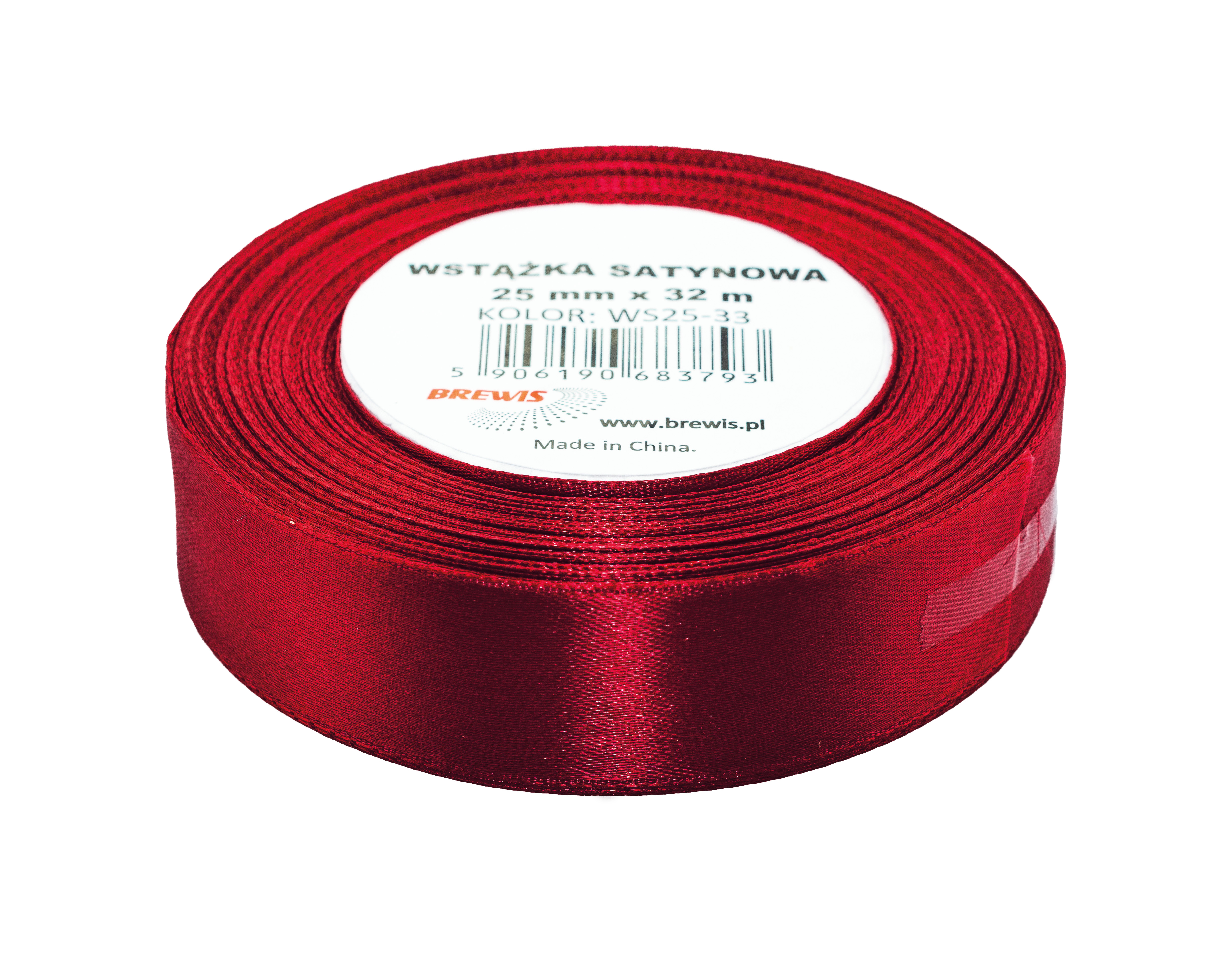 Wstążka Brewis satynowa 25 mm 32 m bordowy | biuroweokazje.pl | Zamów rozsądnie!