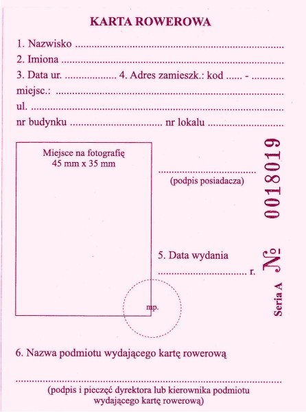 Druk karta rowerowa dla uczniów | biuroweokazje.pl | Nie przegap!