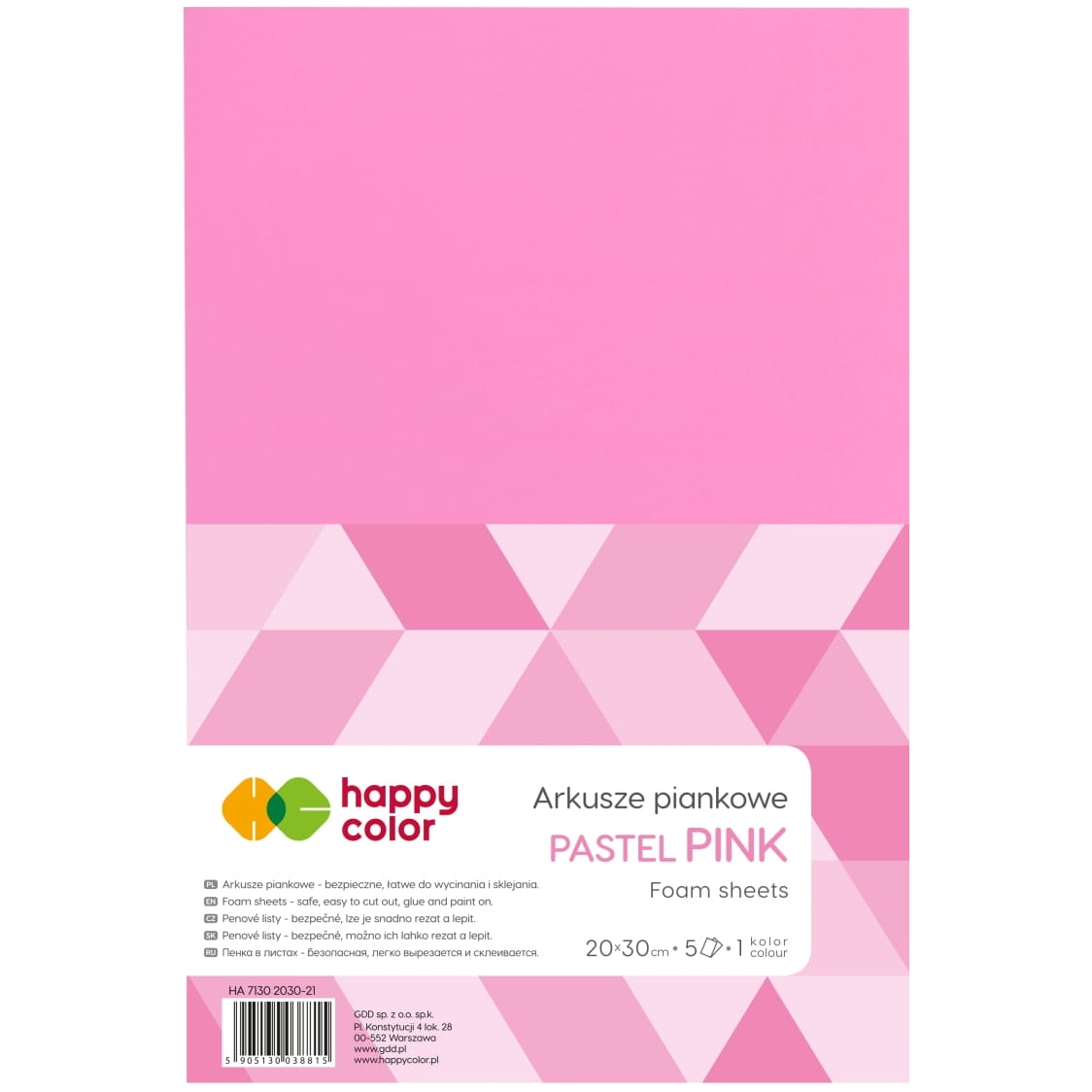 Arkusze piankowe A4, 5 ark, różowy pastelowy, ha | biuroweokazje.pl | Wybierz mądrze