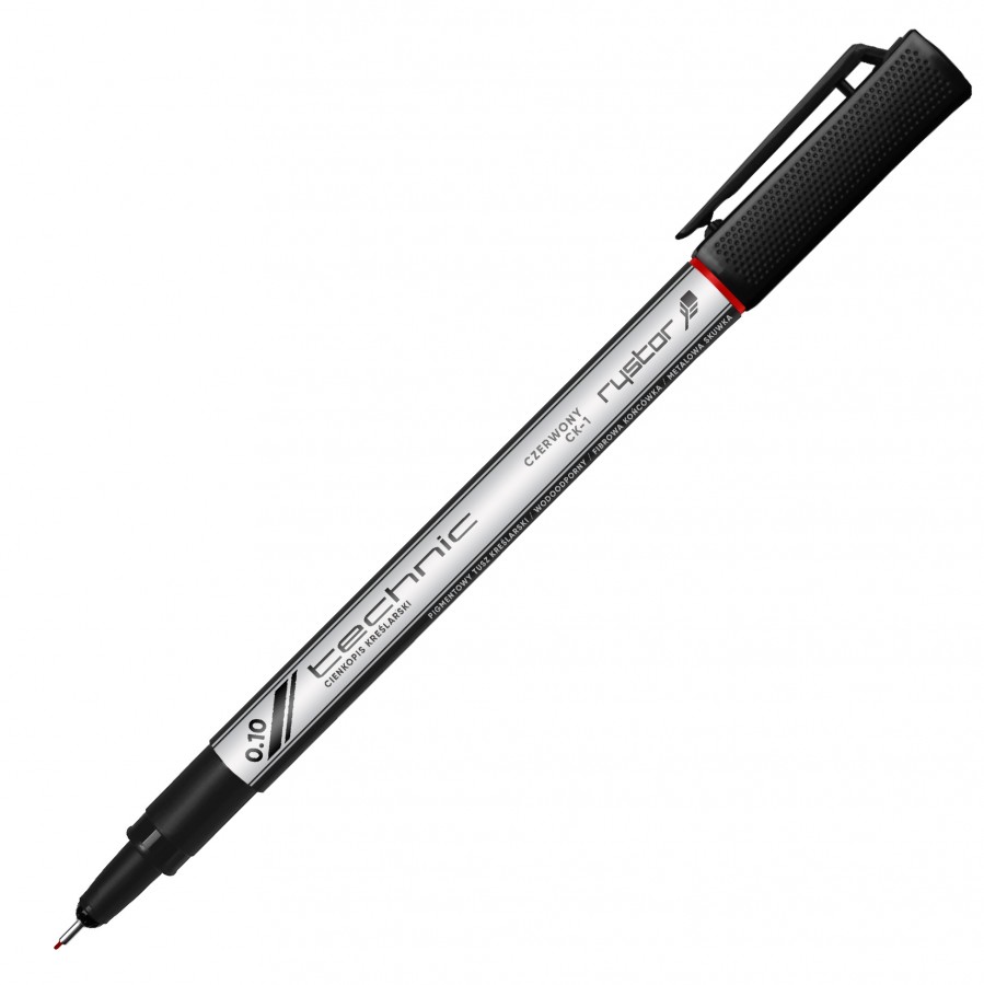 Cienkopis kreślarski technic Rystor 0,1 mm czerwony | biuroweokazje.pl | Kup online!