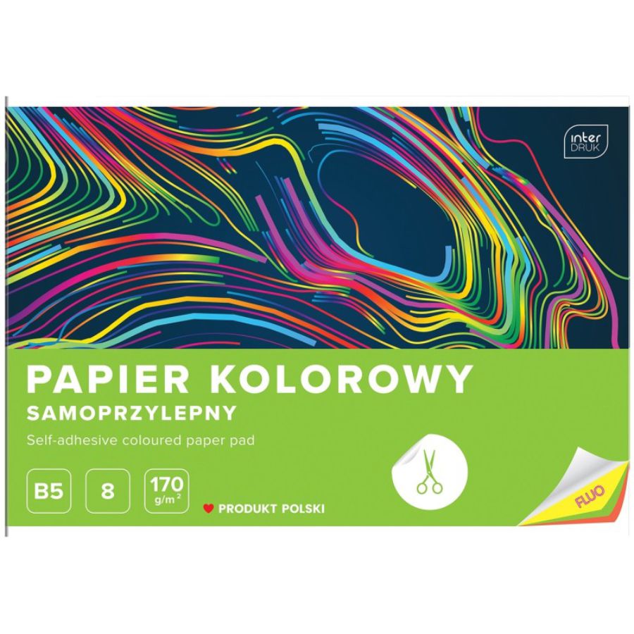 Zeszyt kolorowy wycinanka samoprzylepna fluo B5 8 kolorów | biuroweokazje.pl | Kup sprytnie!