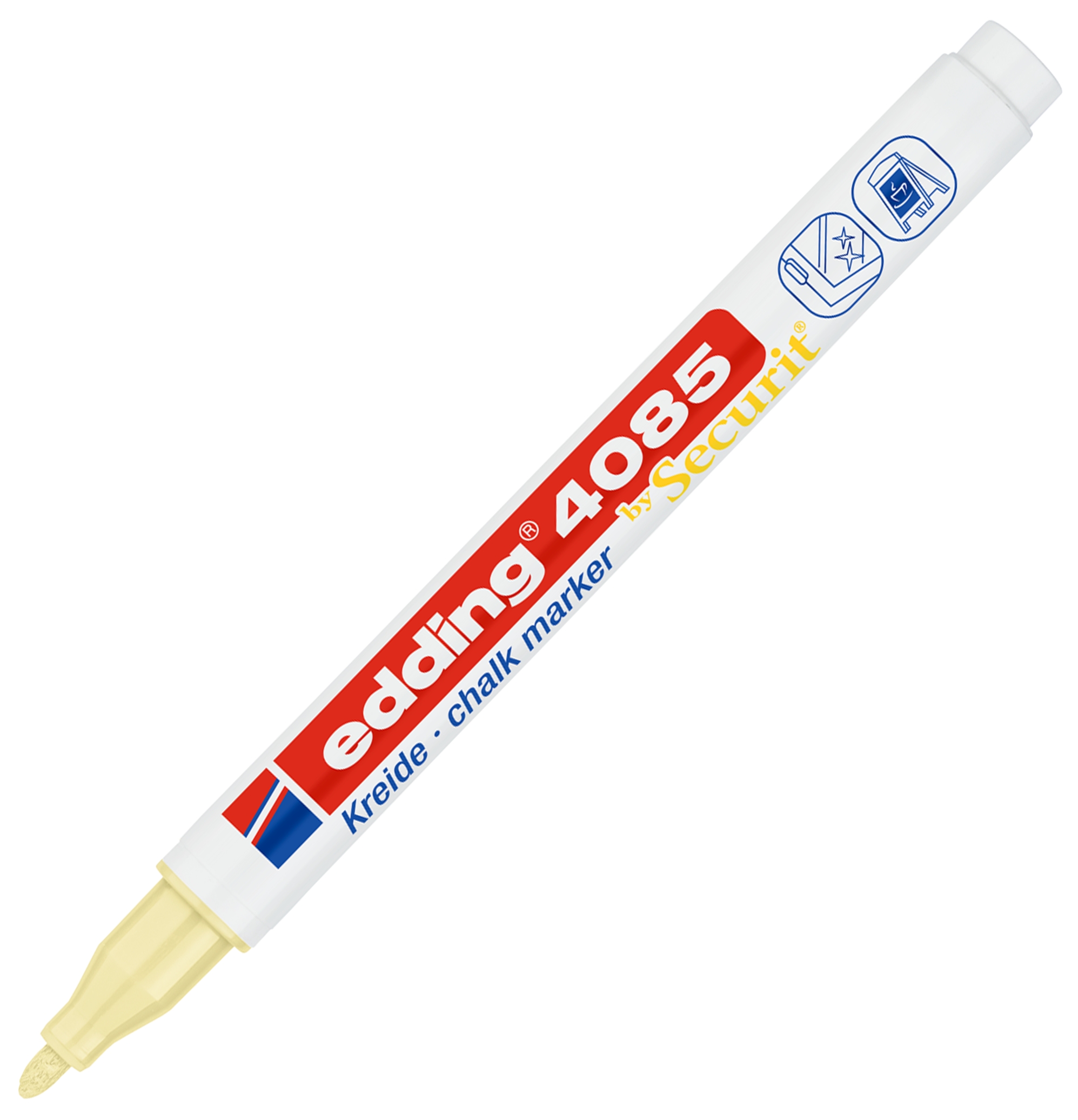 Marker Edding kredowy okrągła końcówka 1-2 mm żółty pastelowy | biuroweokazje.pl | Zamów natychmiast!