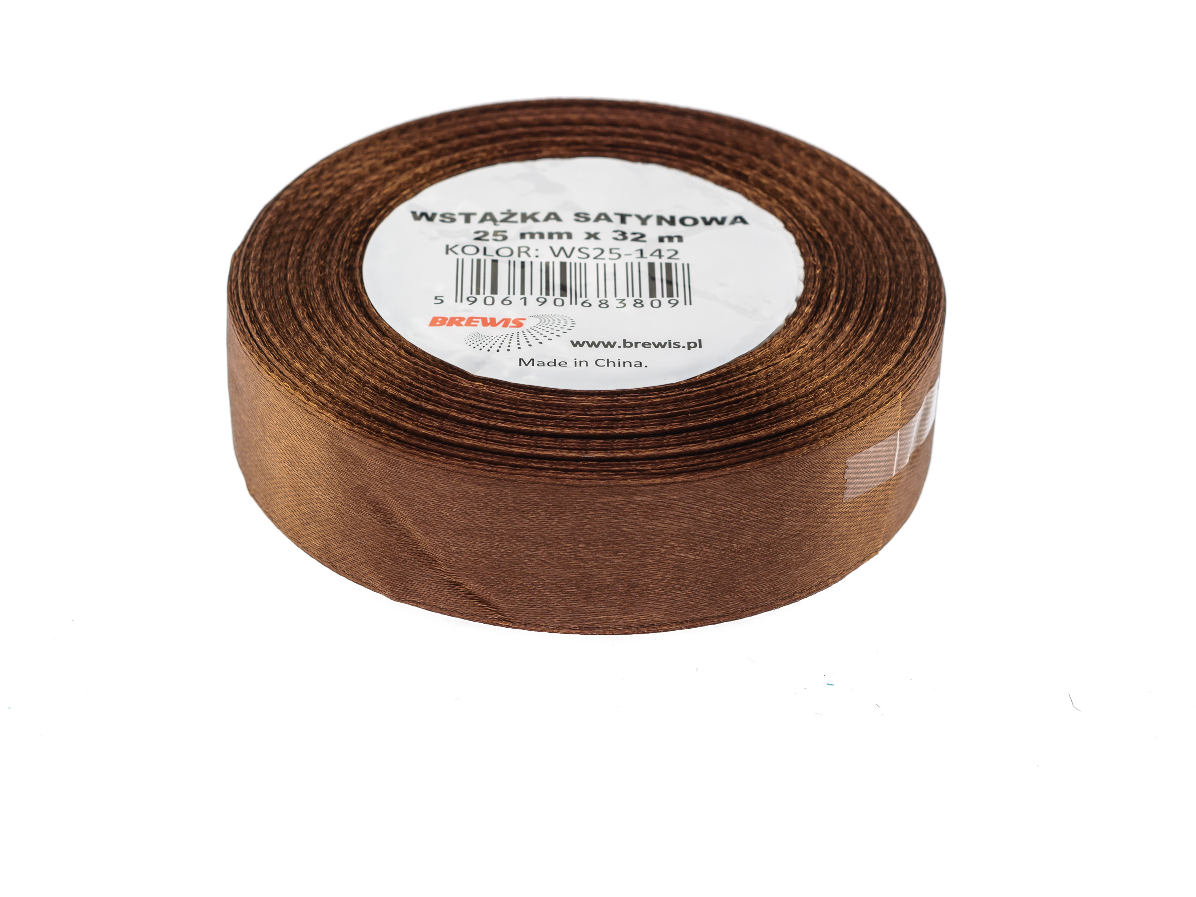 Wstążka Brewis satynowa 25 mm 32 m brązowy | biuroweokazje.pl | Zamów online!